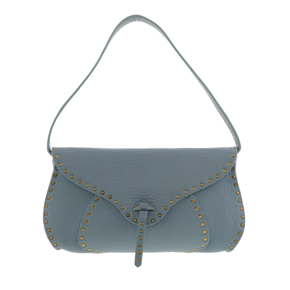 CELINE Selleria Hobo Bag Handbag Blue Studded Leather Clutch
